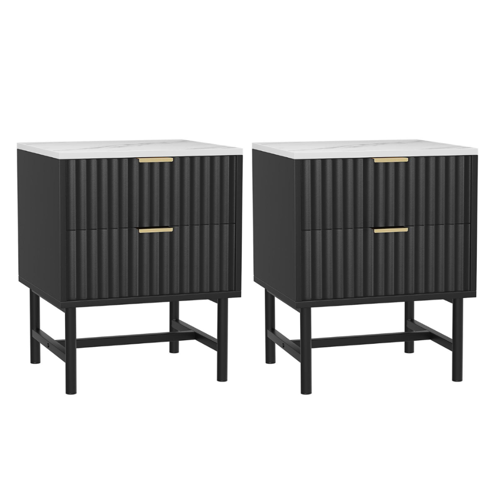 Artiss 2 Drawer Bedside Table, Single or Pair