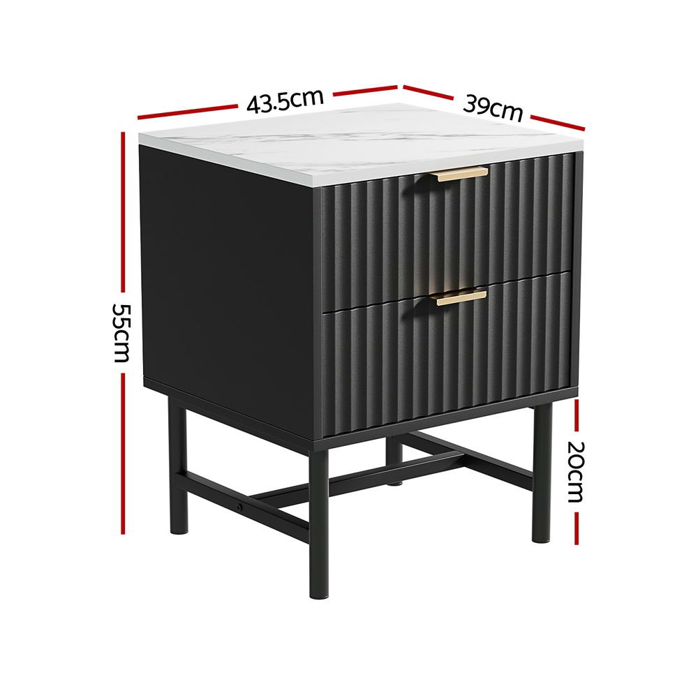 Artiss 2 Drawer Bedside Table, Single or Pair view 2