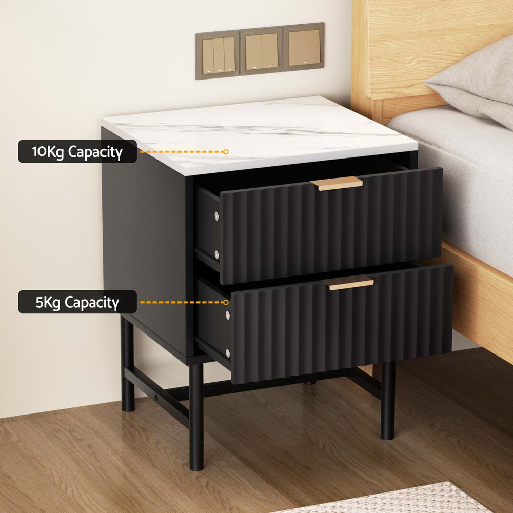 Artiss 2 Drawer Bedside Table, Single or Pair view 5