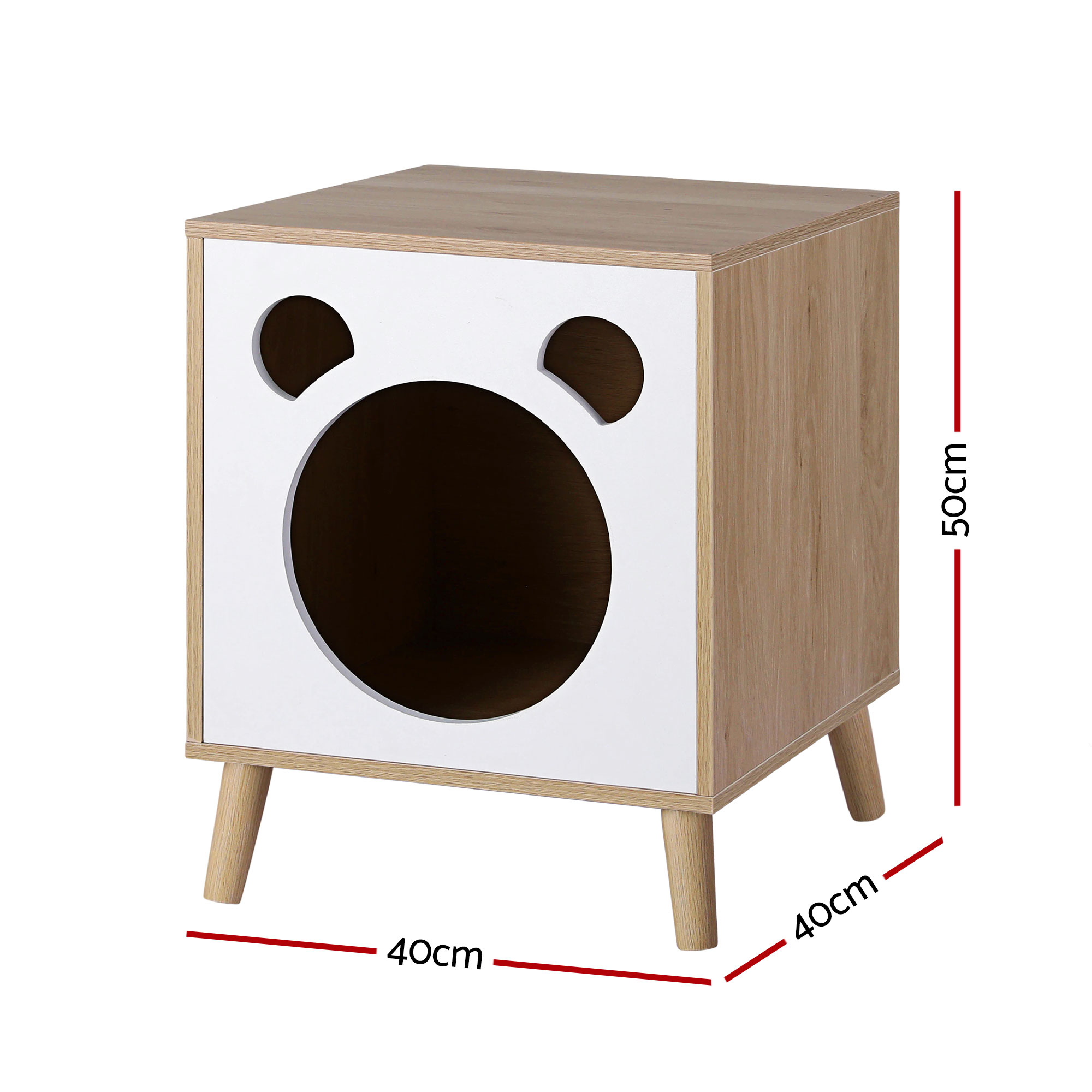 Artiss Cat Nest Bedside Table, Solid Wood view 2