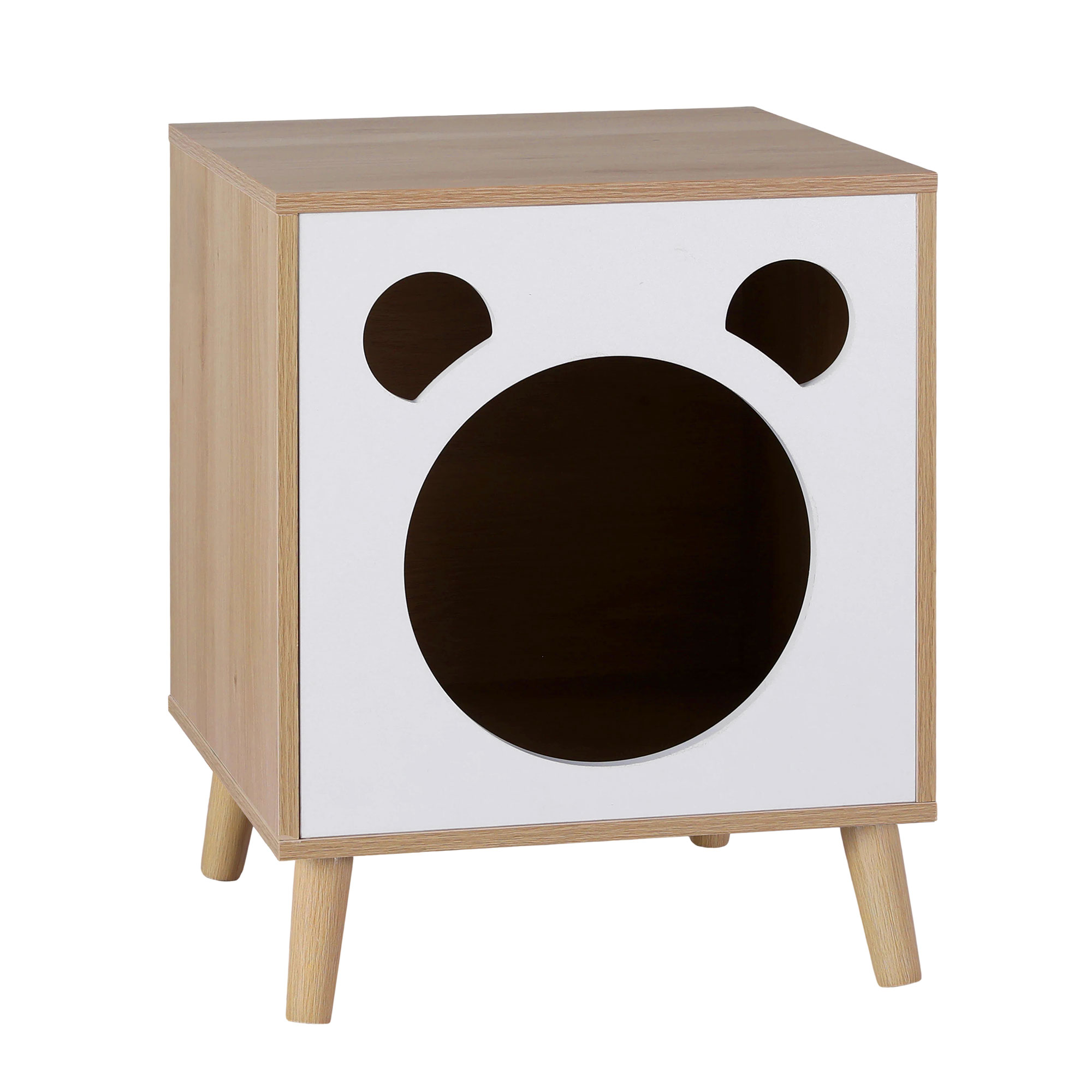 Artiss Cat Nest Bedside Table, Solid Wood view 3