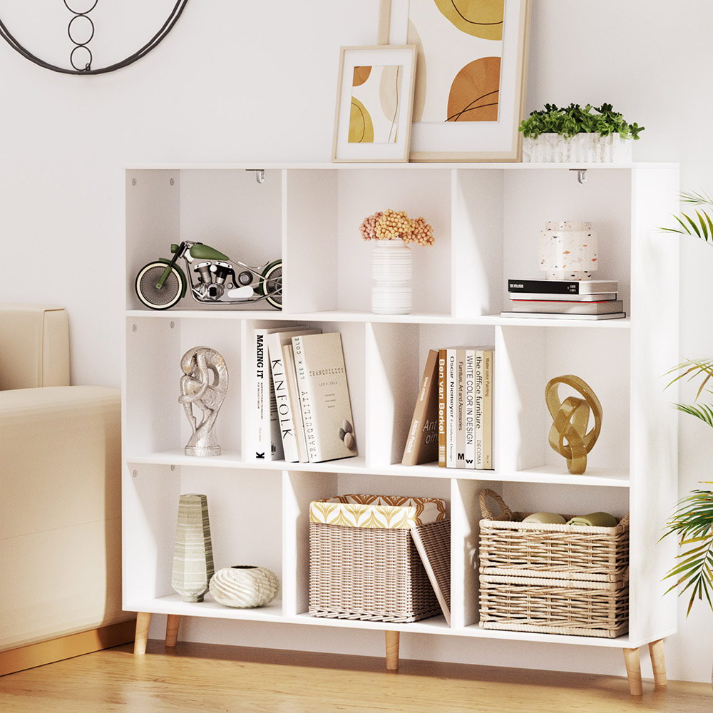 Artiss Cora 3-Tier Bookshelf 10 Cubes White