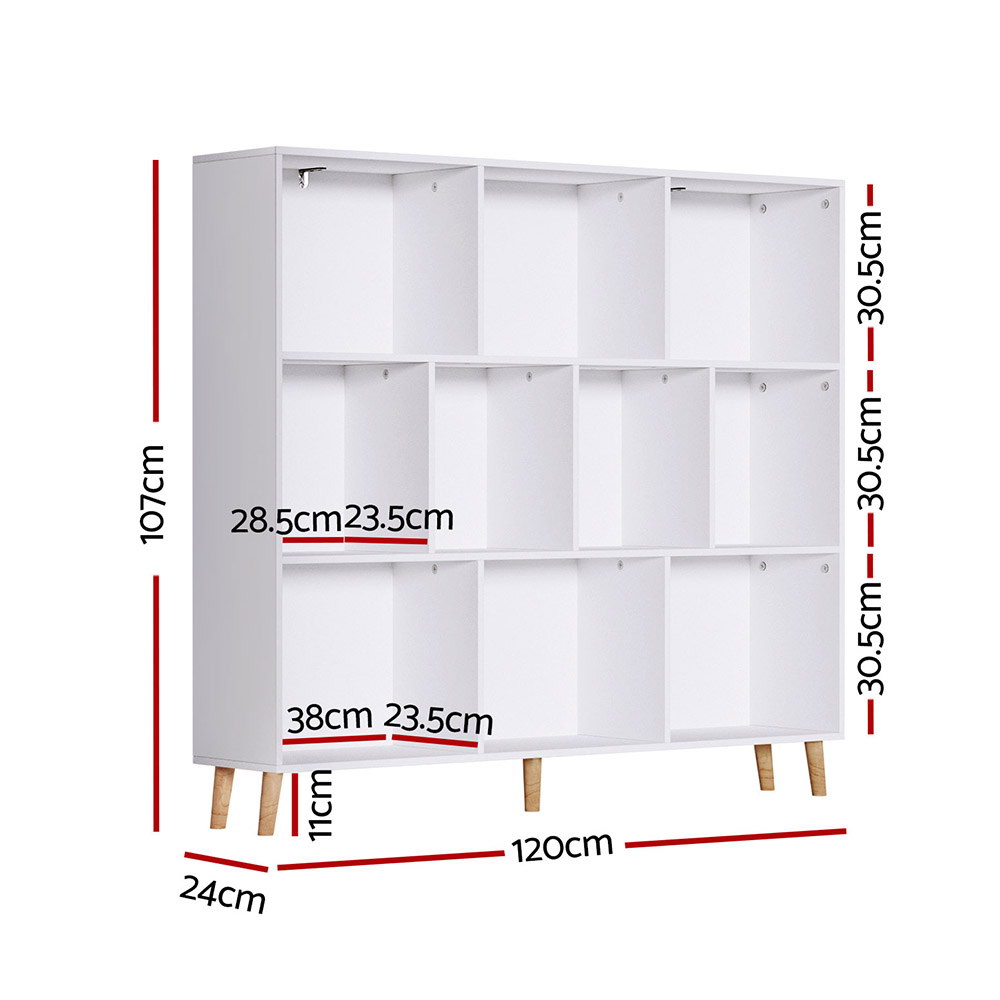 Artiss Cora 3-Tier Bookshelf 10 Cubes White view 4