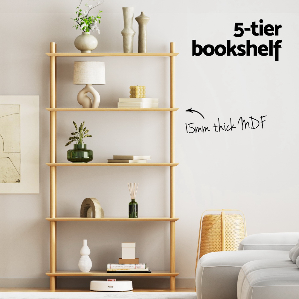Artiss 5-Tier Wooden Bookshelf Pine view 5