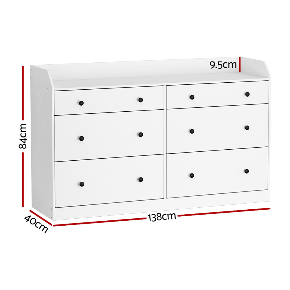 Artiss PETE 6 Chest of Drawers, White view 4