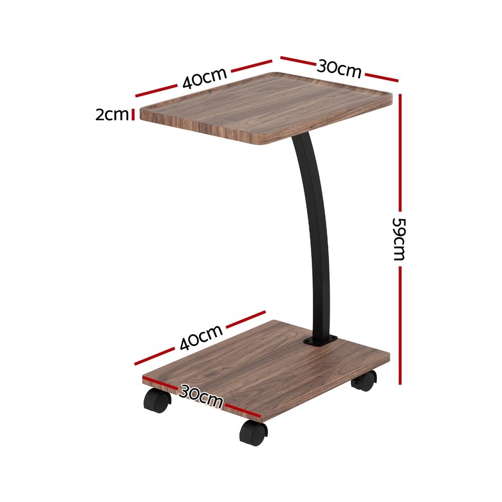 Artiss C-Shaped Coffee Table with Wheels view 2