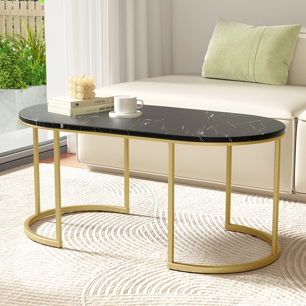 Artiss Black Marble Effect Coffee Table