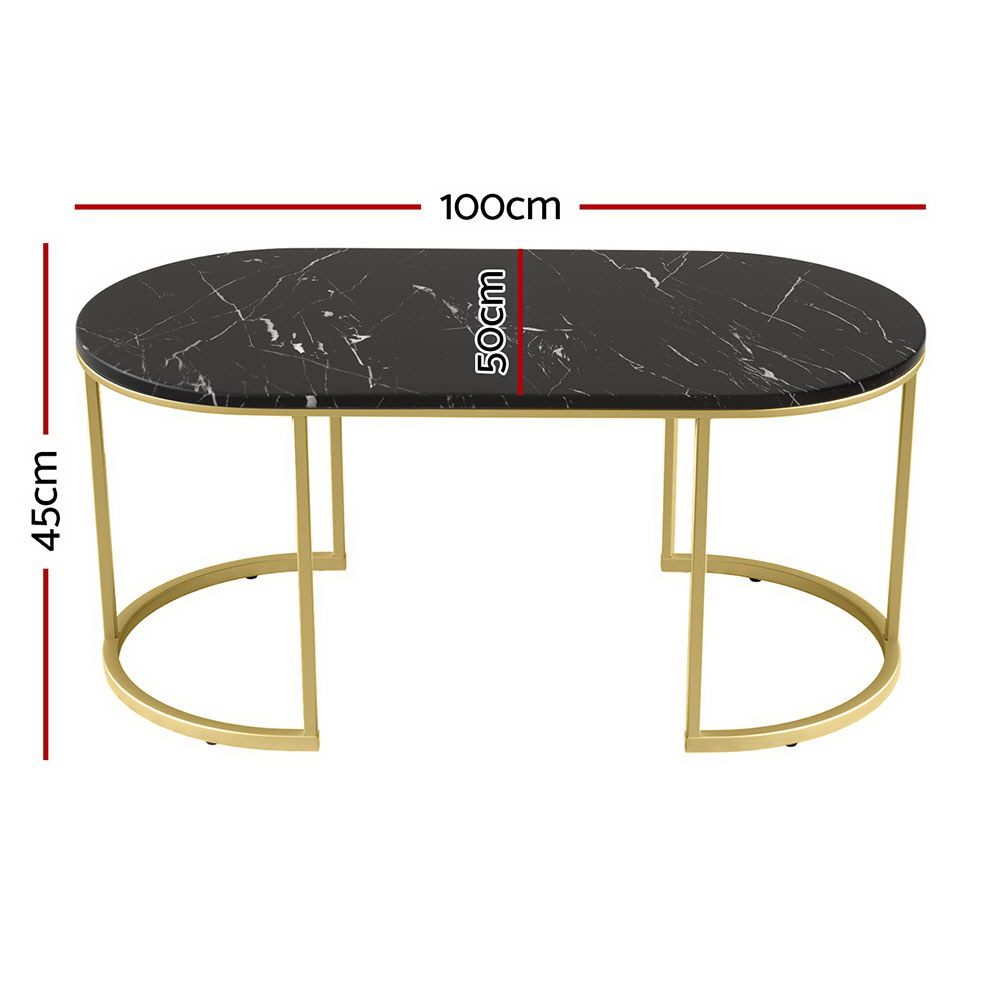 Artiss Black Marble Effect Coffee Table view 2