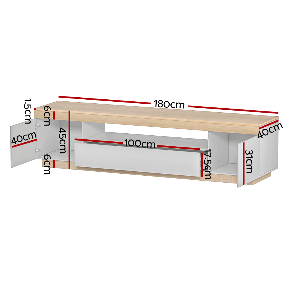 Artiss Lior TV Cabinet Entertainment Unit 180cm White Wood view 4