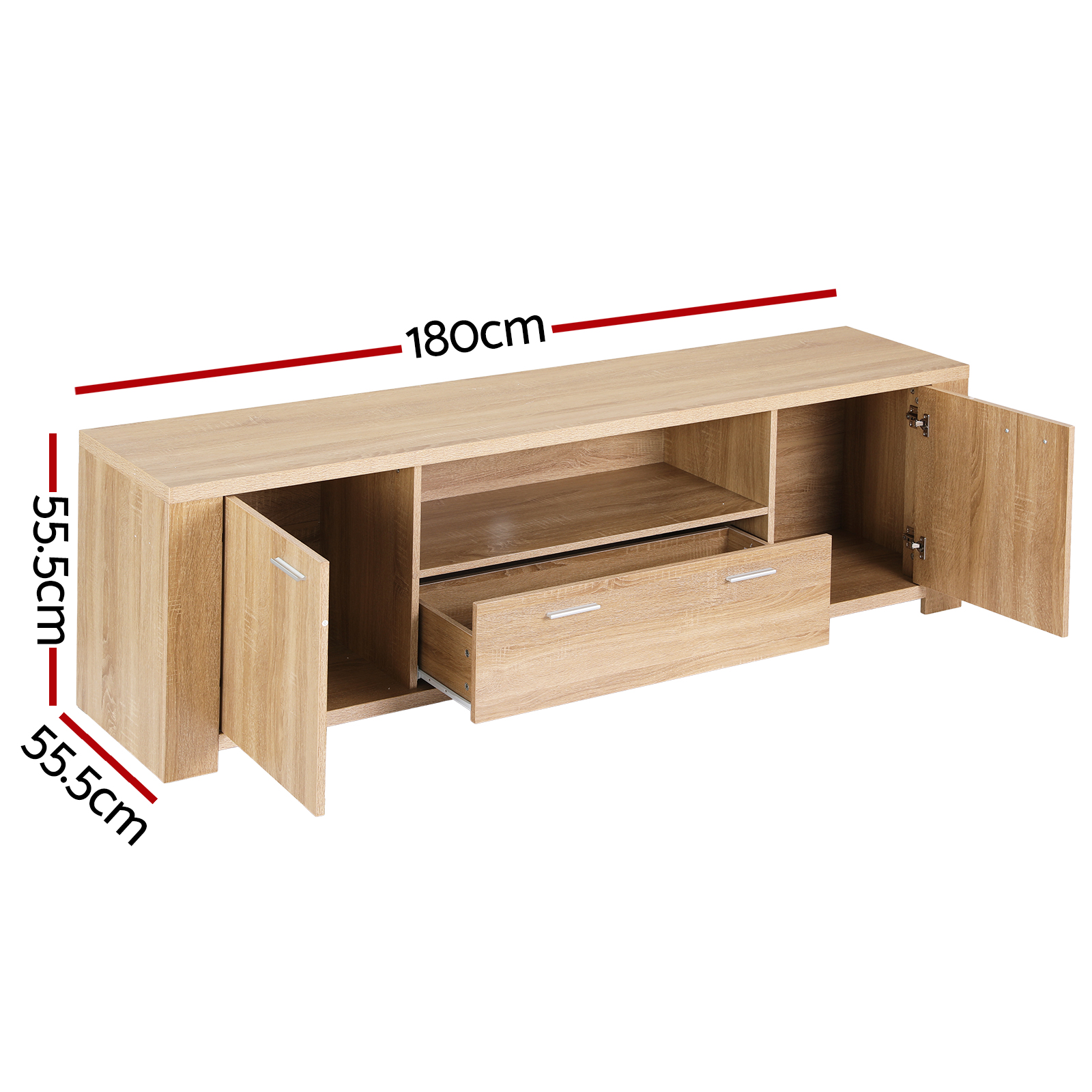 Artiss 180cm Pine TV Unit with Storage Drawers view 3