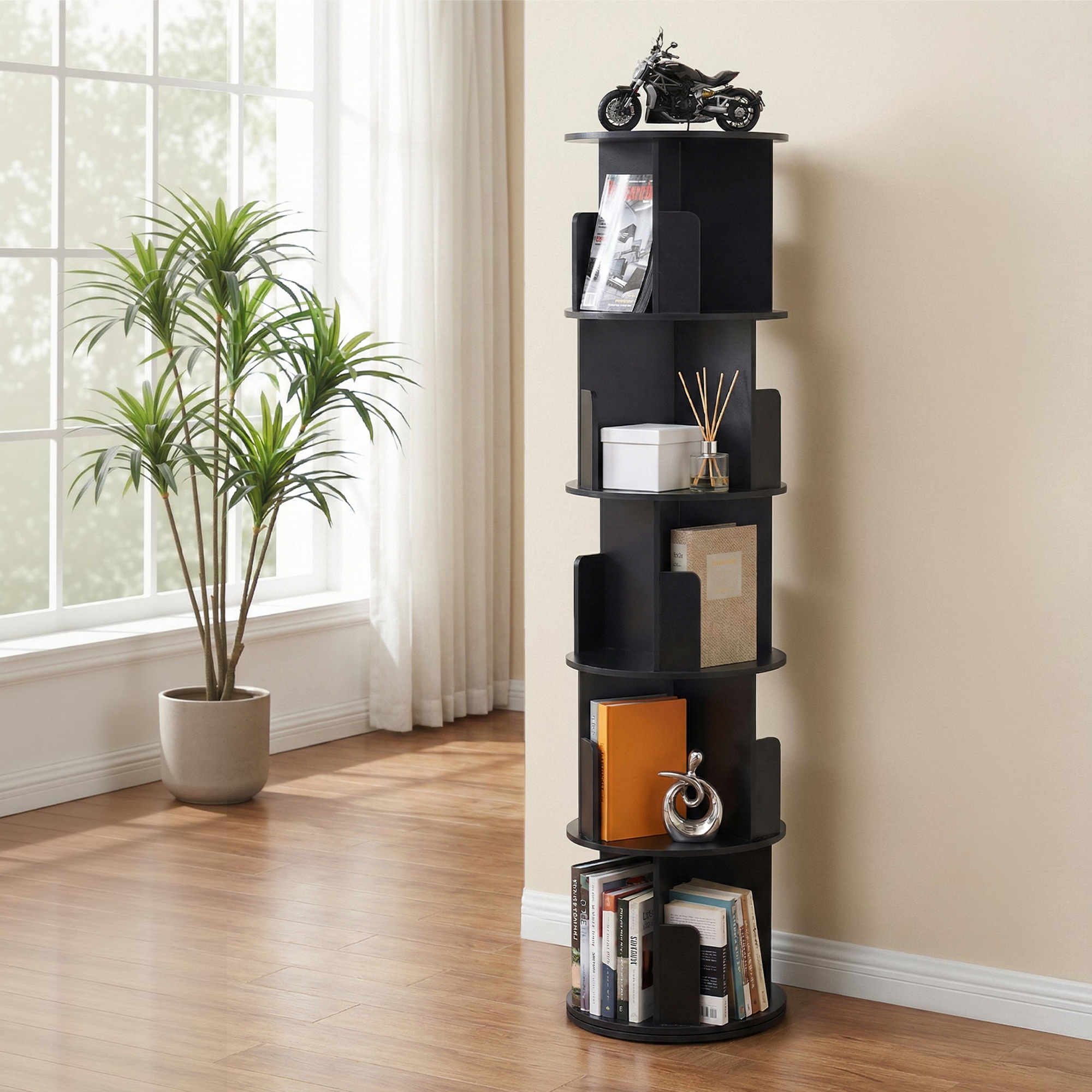 Artiss 5-Tier Swivel Display Shelves Black