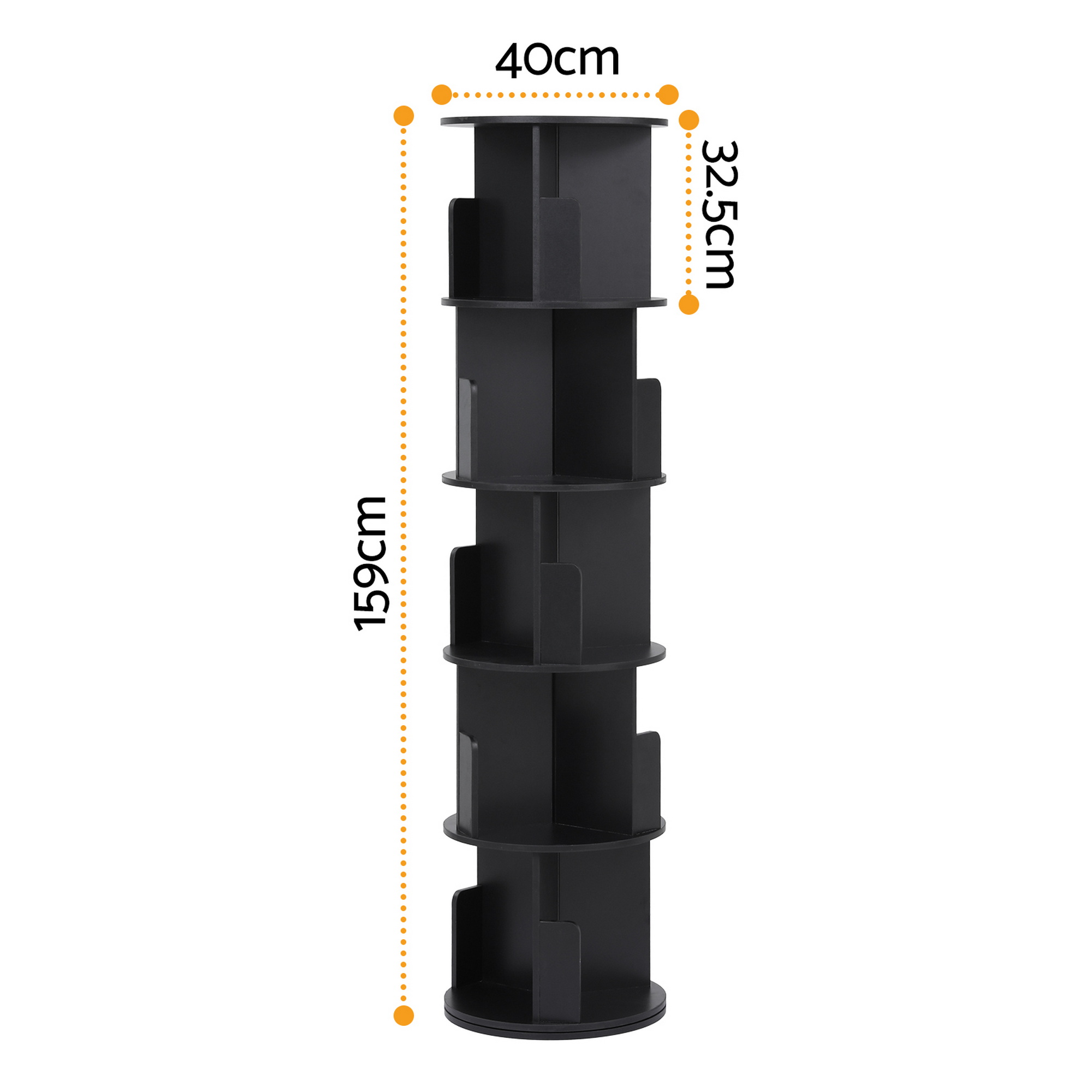 Artiss 5-Tier Swivel Display Shelves Black view 3