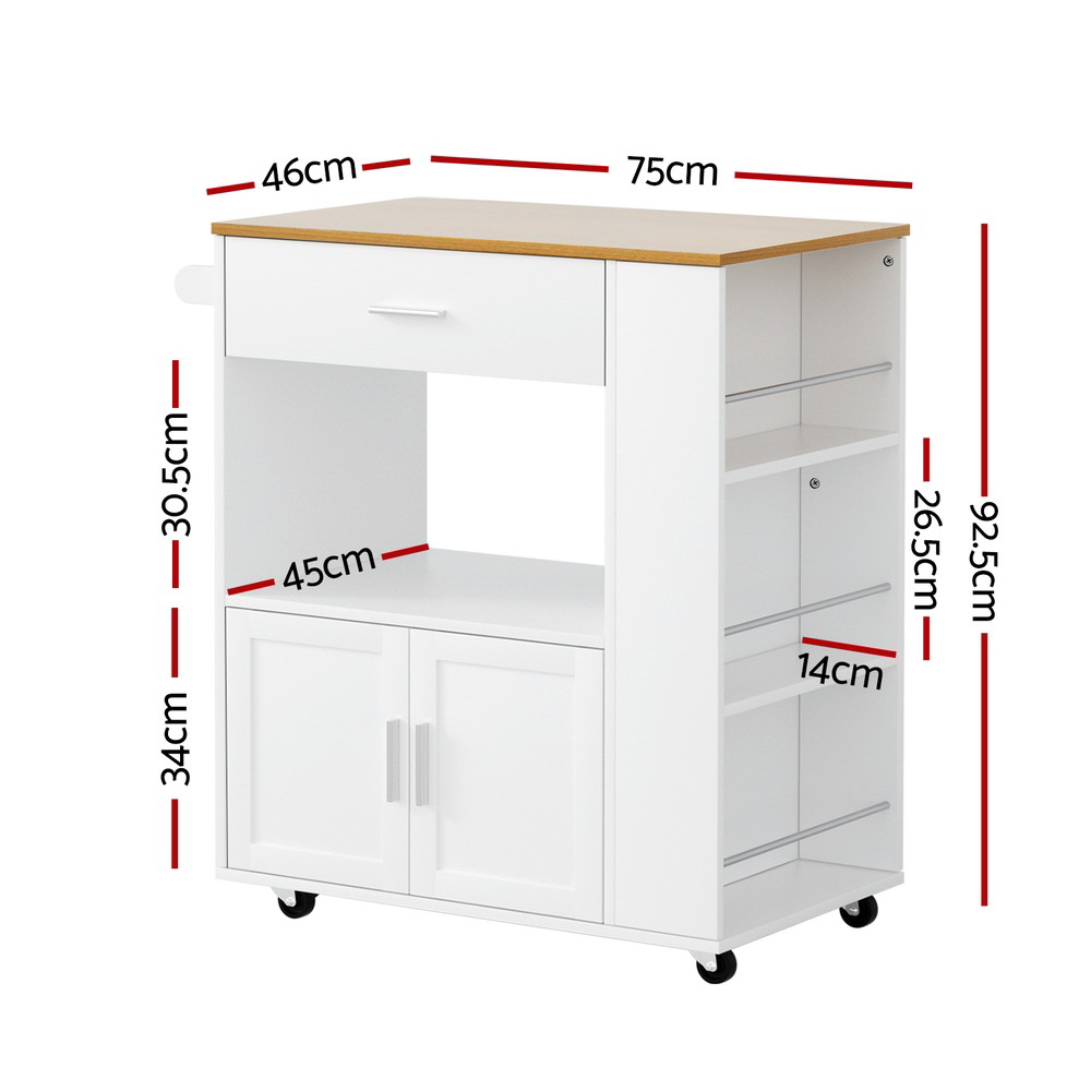 Artiss Kitchen Island Trolley Serving Cart Bar Convertible view 4