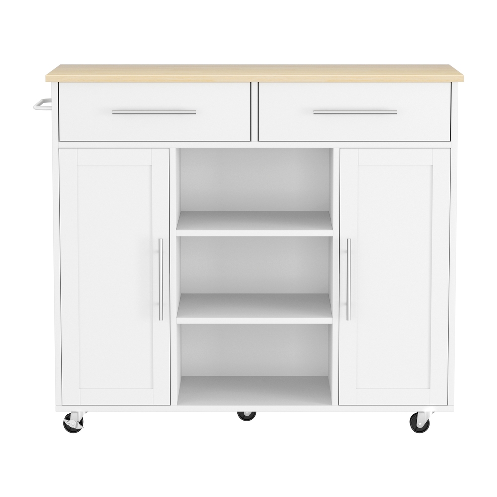 Artiss Kitchen Island Trolley Cart 100cm Drawers Cabinet White view 4