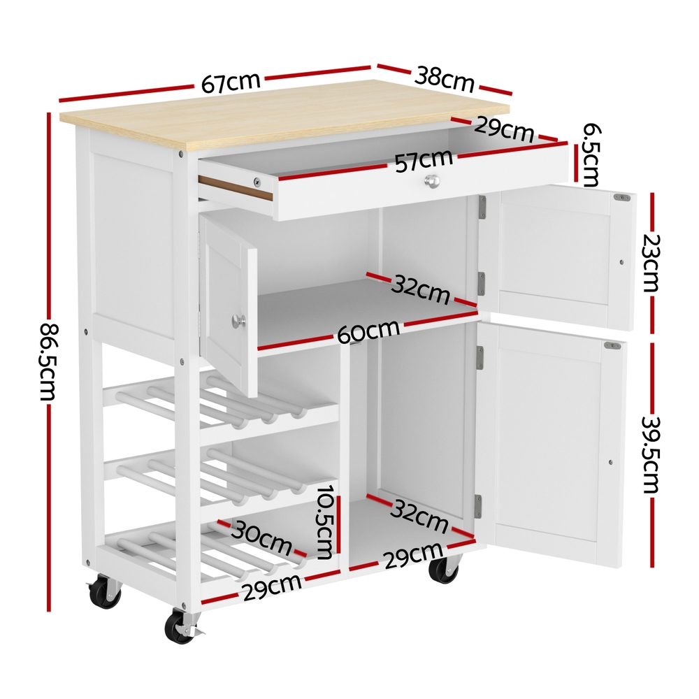 Artiss Kitchen Island Trolley with Storage Drawer view 3