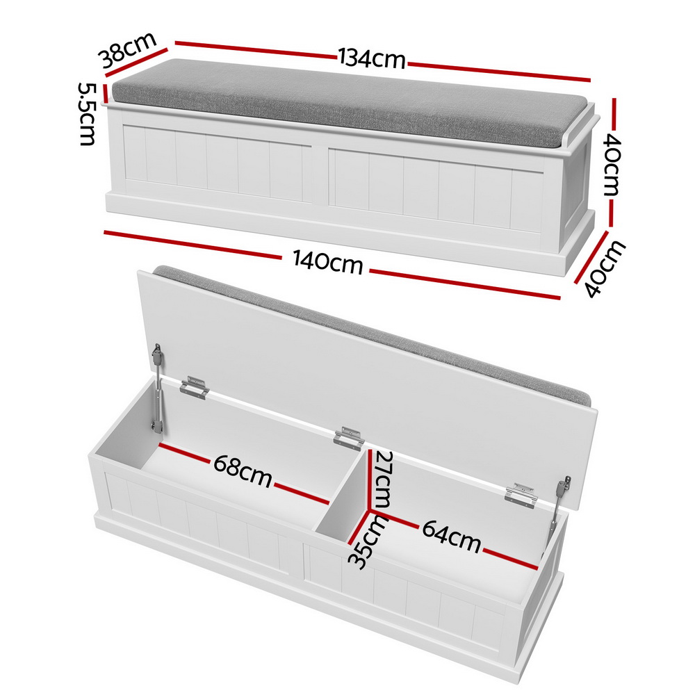 Artiss Fluted Storage Ottoman Blanket Box 140cm in 2 Colours view 2