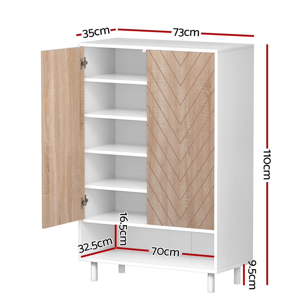 Artiss Shoe Rack Cabinet 24 Pairs 6-Tier White view 4