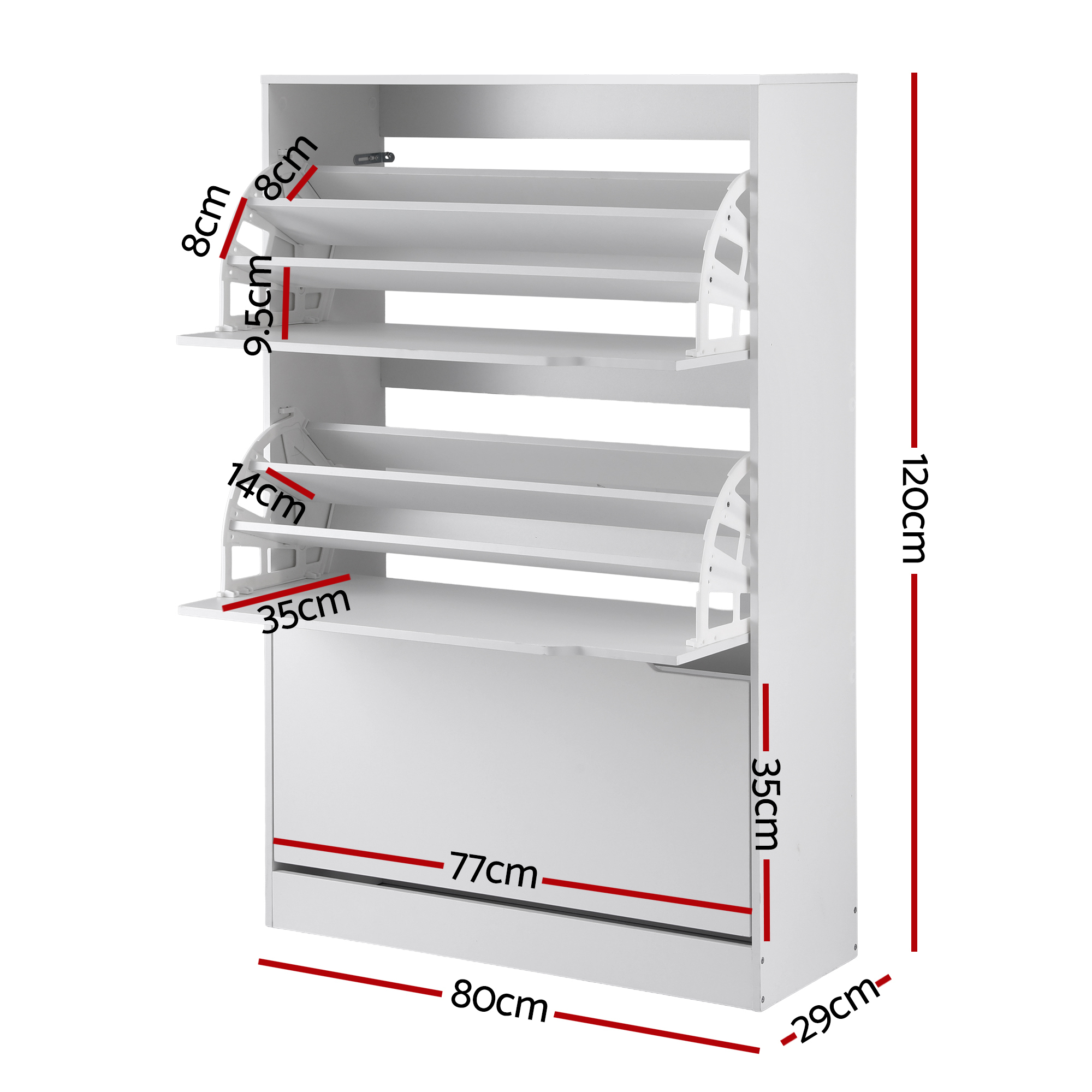 Artiss Shoe Rack Cabinet 24 Pairs Adjustable White view 3