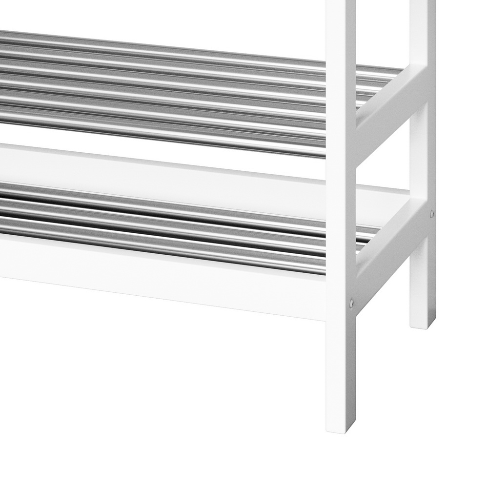 Artiss Bamboo Shoe Rack Cabinet Bench 10 Pairs White view 4