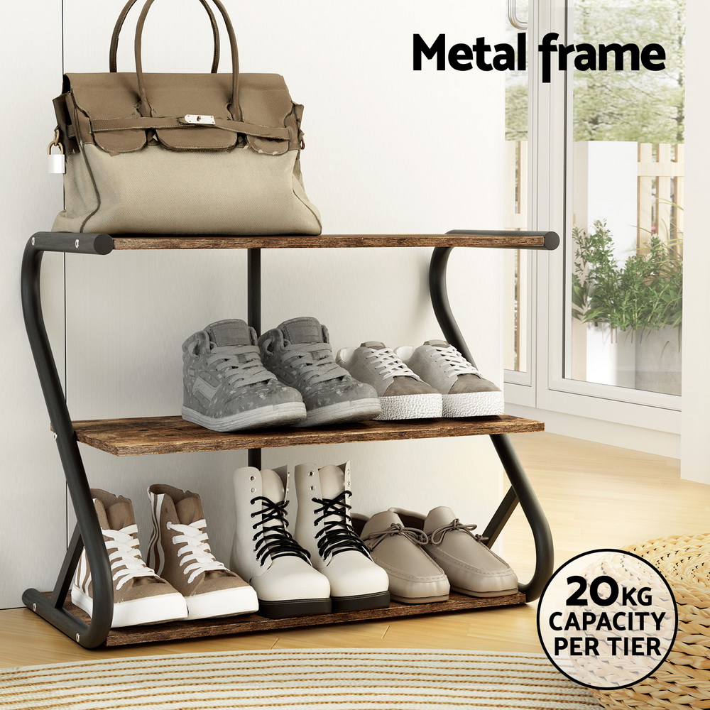 Artiss Shoe Storage Stand 3-Tier Black view 5