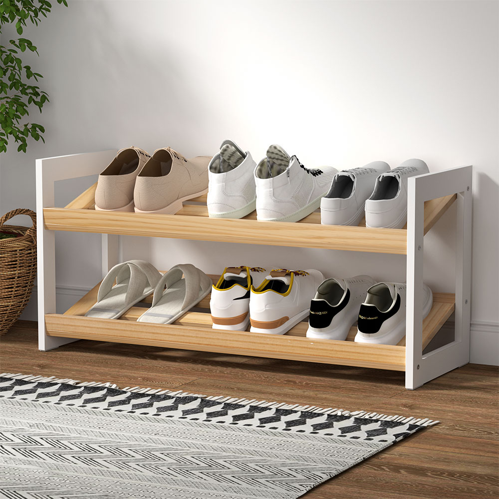 Artiss Kara Shoe Rack 2-Tier 6 Pairs White