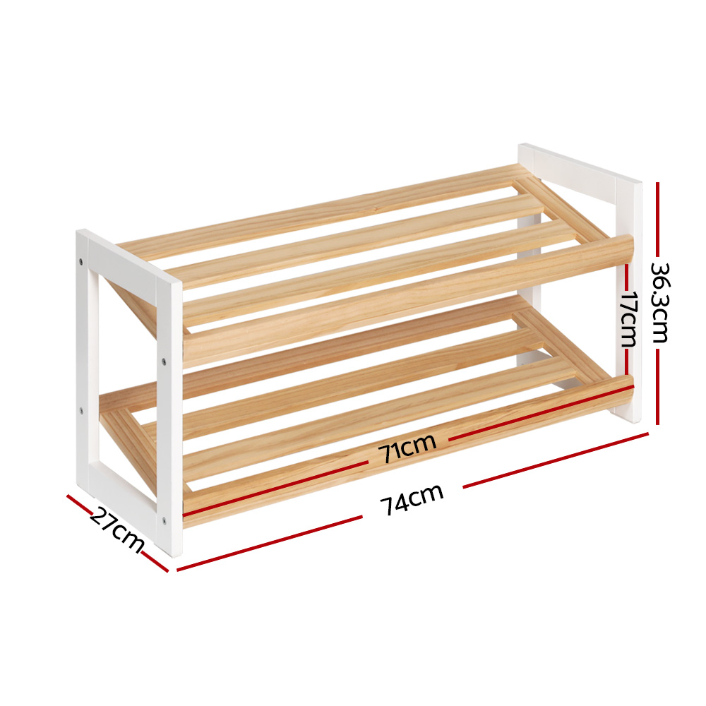 Artiss Kara Shoe Rack 2-Tier 6 Pairs White view 2