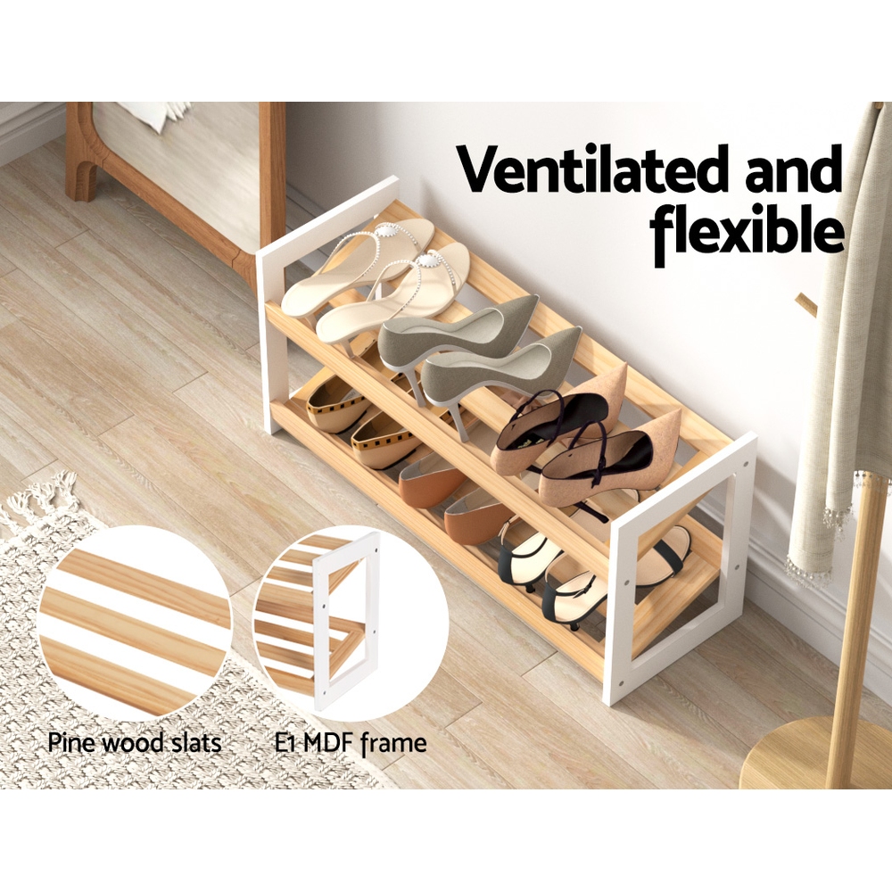 Artiss Kara Shoe Rack 2-Tier 6 Pairs White view 5