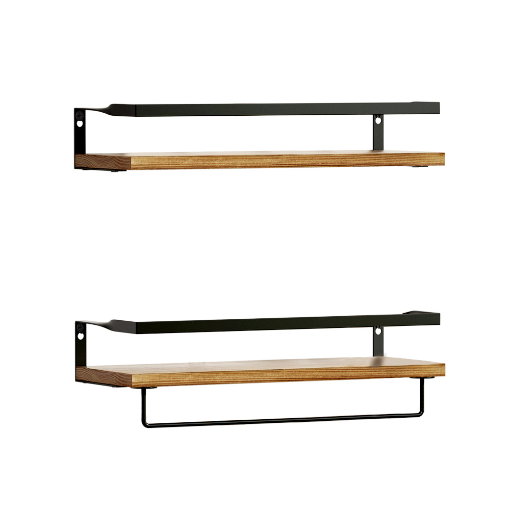Artiss Floating Wall Shelf Set of 2 Solid Pine