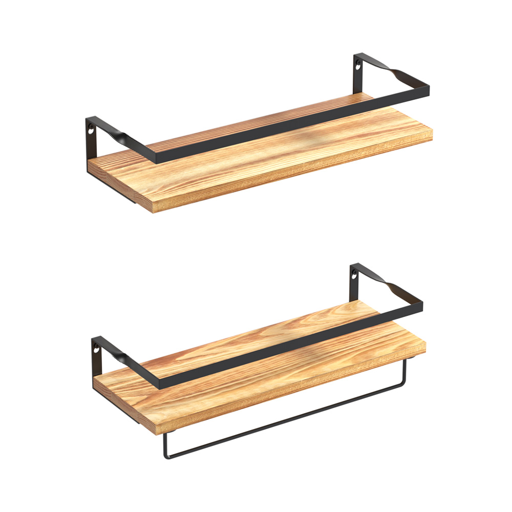 Artiss Floating Wall Shelf Set of 2 Solid Pine view 4