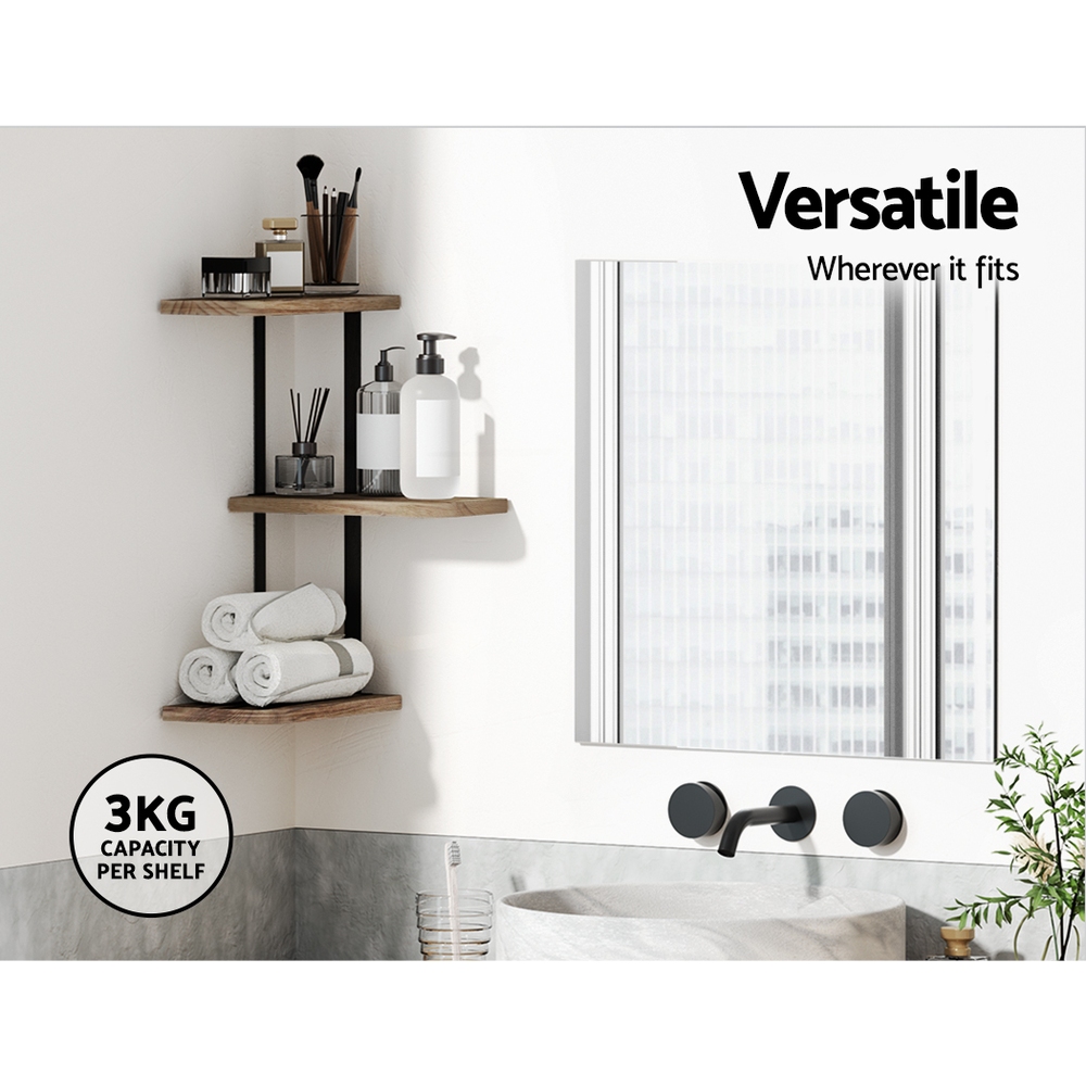 Artiss Floating Wall Shelf 3-Tier Solid Wood view 5