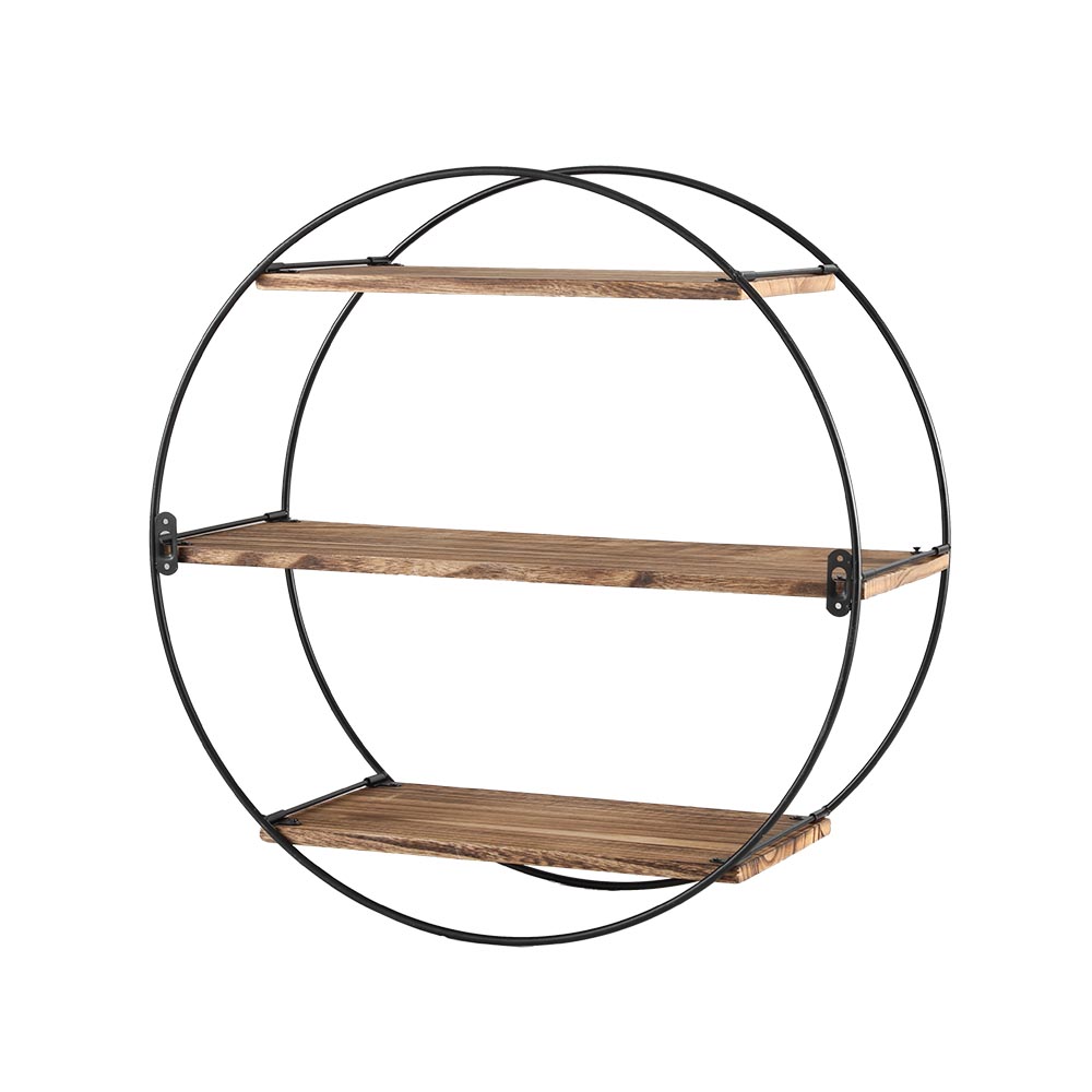 Artiss Floating Wall Shelf Round 3-Tier Solid Wood