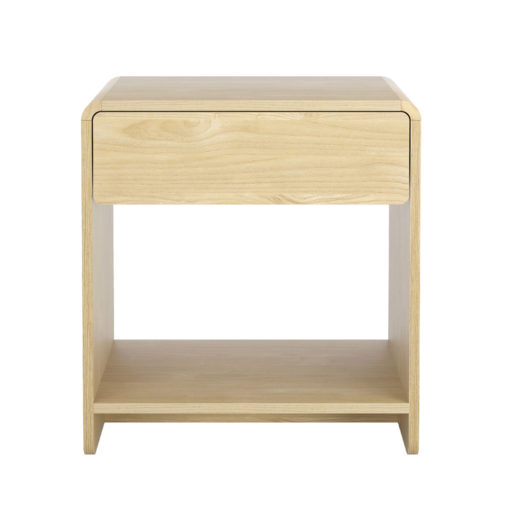 Artiss Bedside Table with Drawer and Open Shelf, Pine view 3