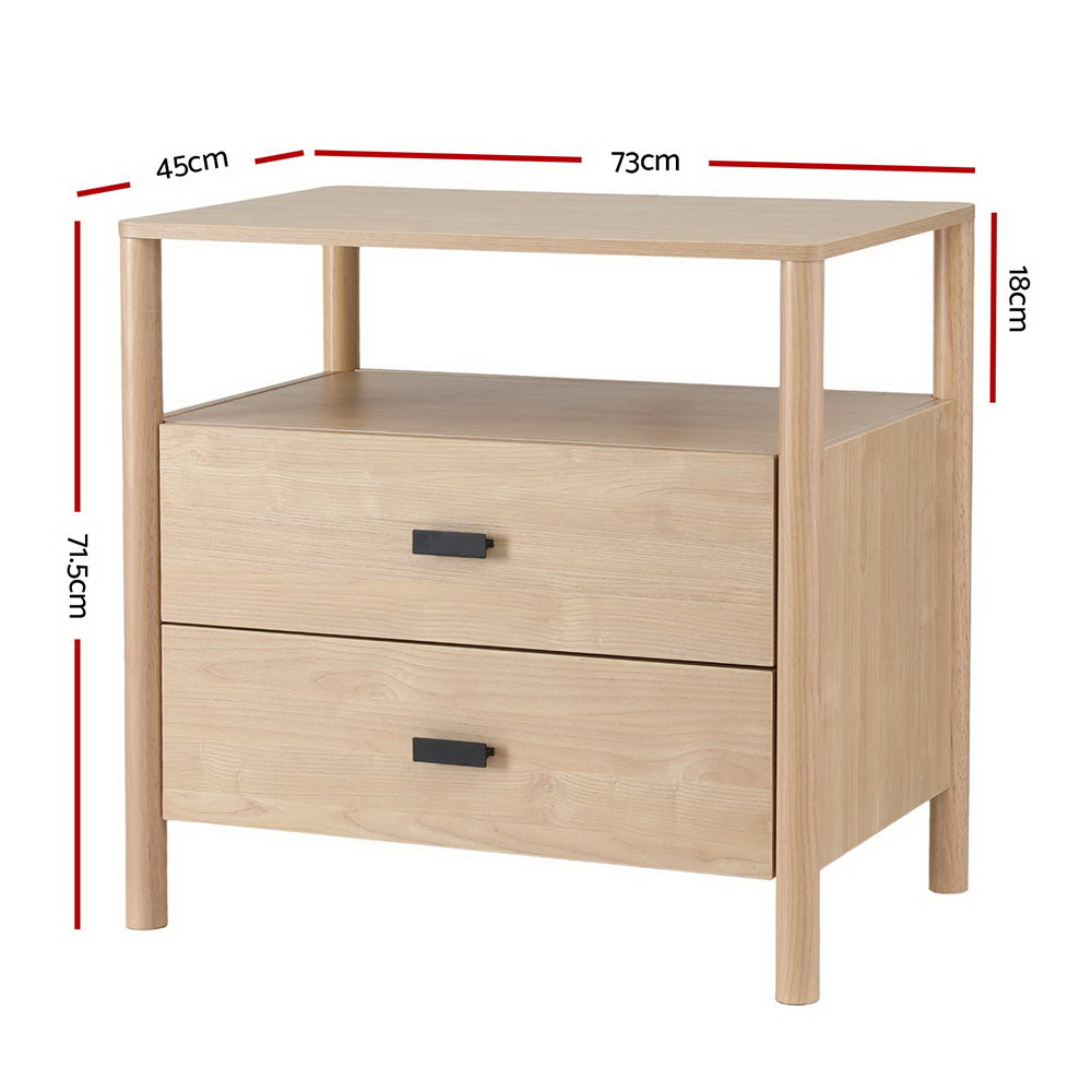 Artiss Pine Bedside Table Nightstand, 2 Drawers view 4