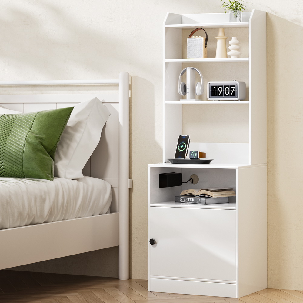 Artiss Bedside Table Nightstand with Charging Station