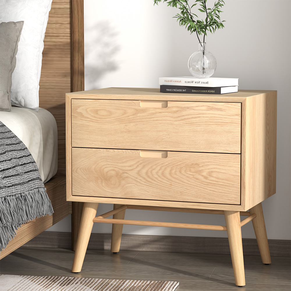 Artiss GINO Bedside Table, Oak Finish, with Storage Drawer