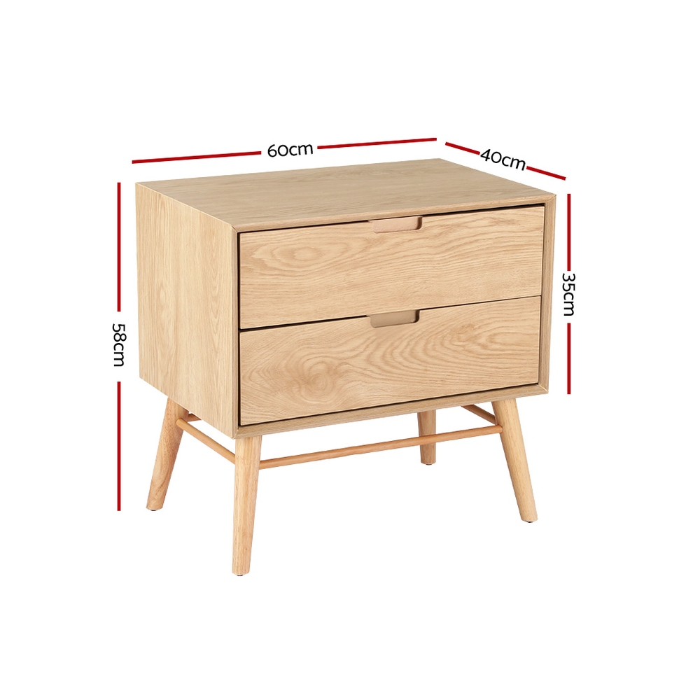 Artiss GINO Bedside Table, Oak Finish, with Storage Drawer view 2