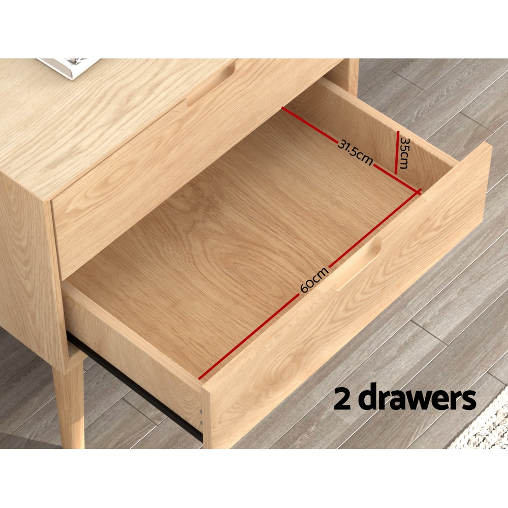 Artiss GINO Bedside Table, Oak Finish, with Storage Drawer view 4