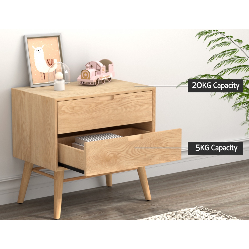 Artiss GINO Bedside Table, Oak Finish, with Storage Drawer view 5