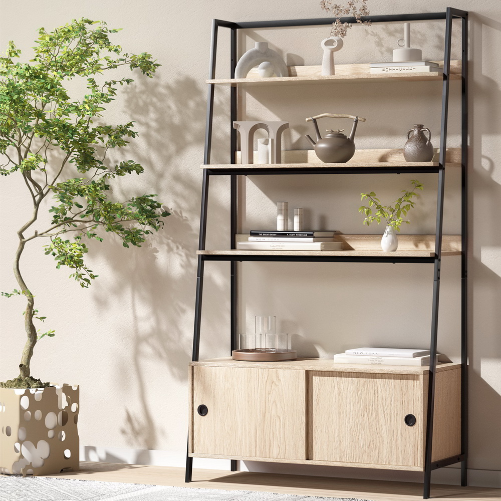 Artiss Mira 5-Tier Cube Bookshelf Oak