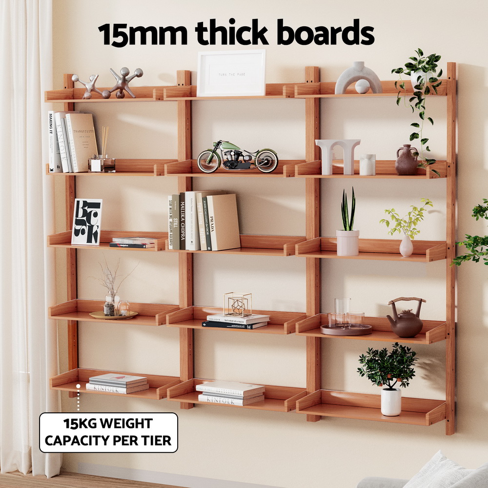 Artiss Capiz Floating Shelf Oak view 5