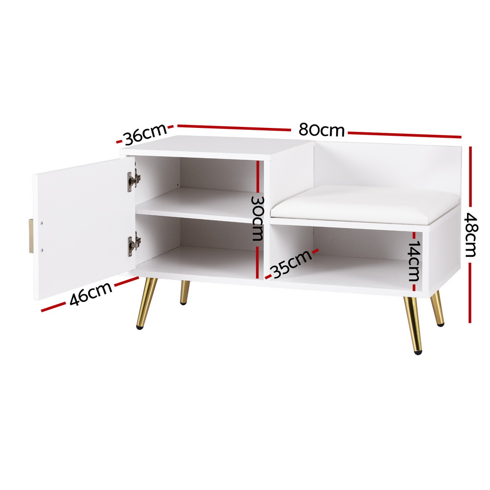 Artiss Shoe Rack Cabinet Bench 6 Pairs White view 2