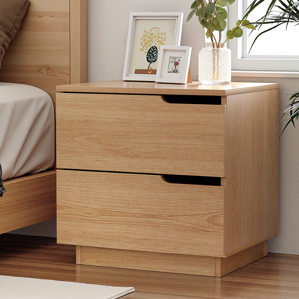 Artiss Pine Bedside Table Nightstand with Air Gap Handles