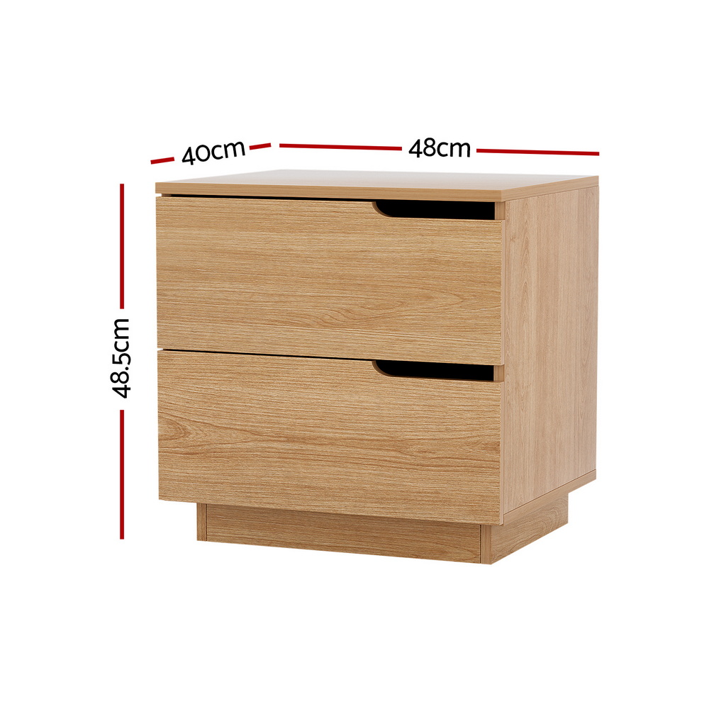 Artiss Pine Bedside Table Nightstand with Air Gap Handles view 2