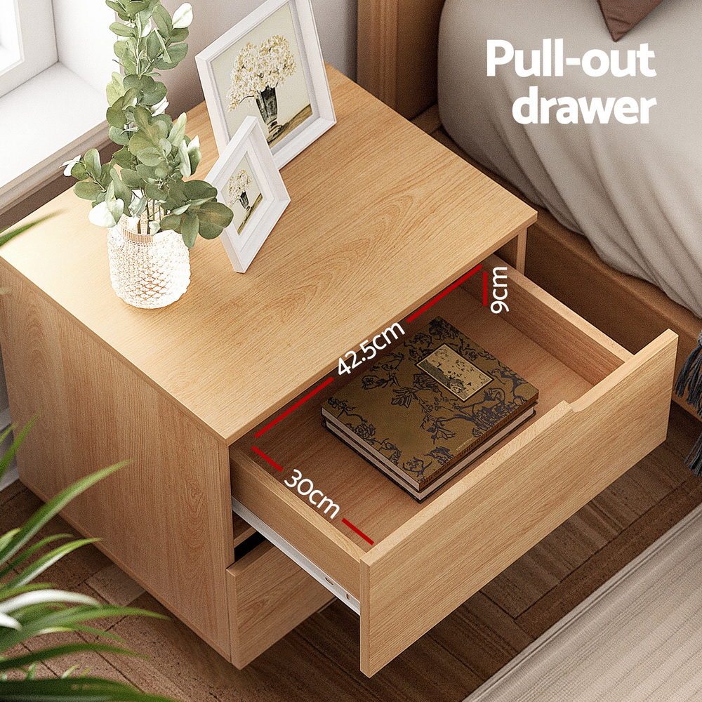 Artiss Pine Bedside Table Nightstand with Air Gap Handles view 4