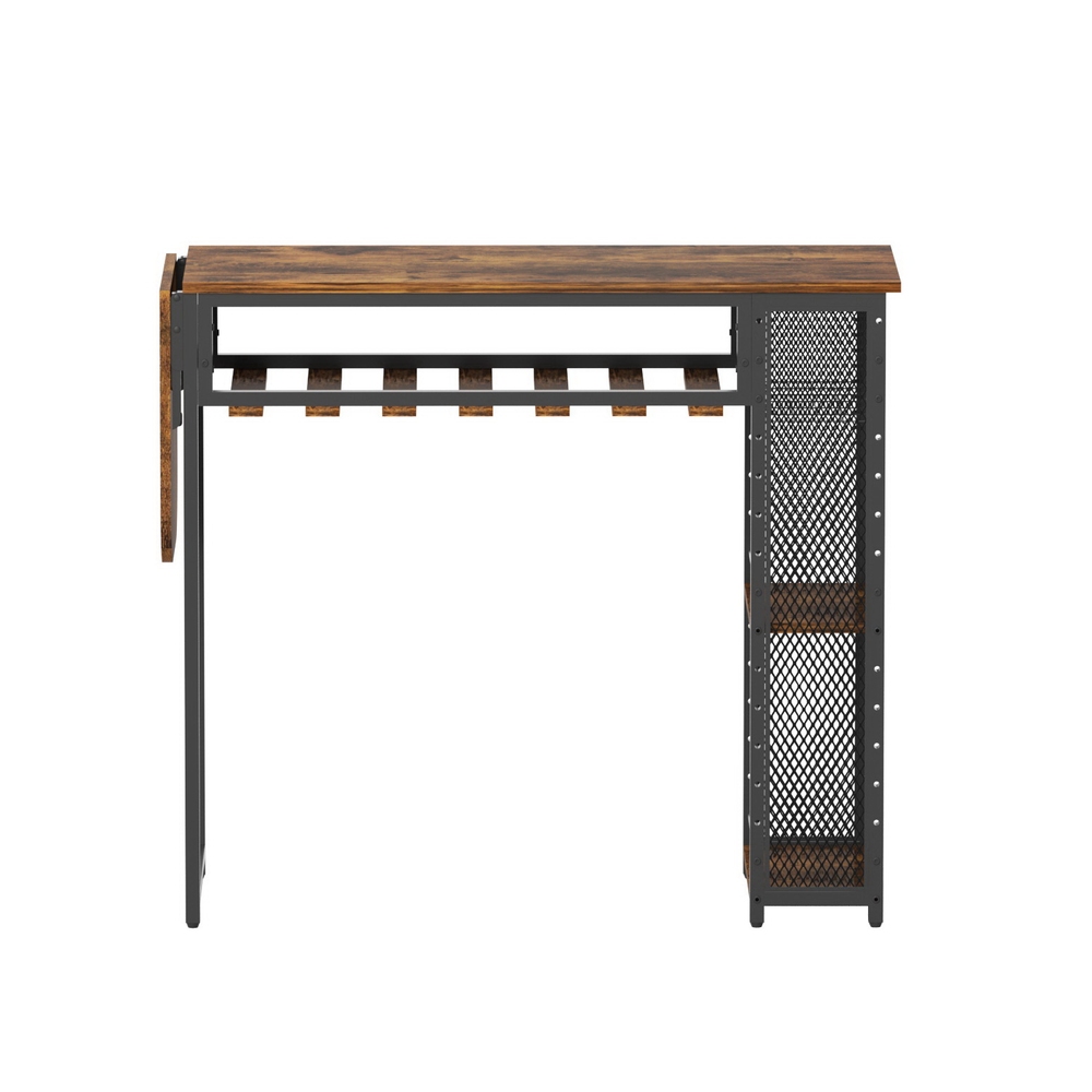 Artiss Extendable Bar Table with Wine Rack Cup Holders 140cm view 4