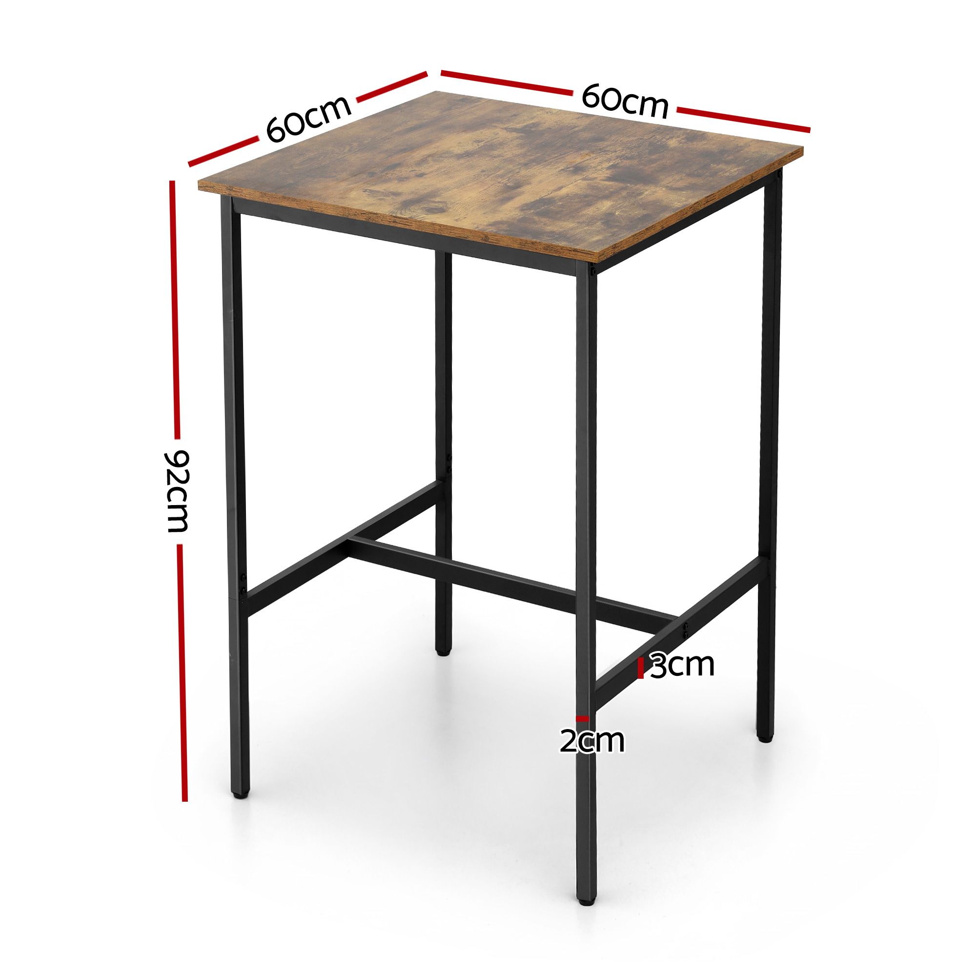 Artiss Vintage Bar Table 60x92cm Walnut view 3
