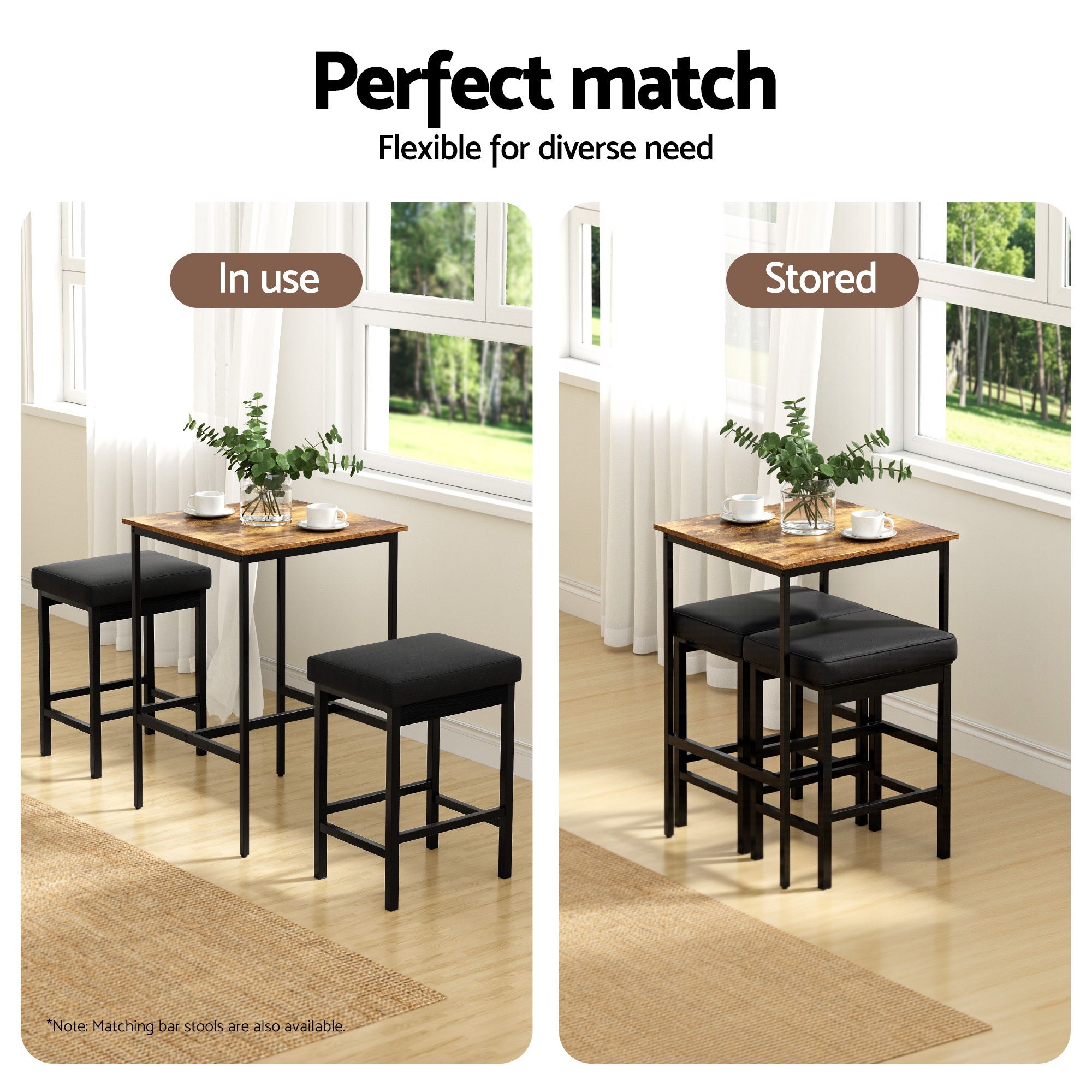 Artiss Vintage Bar Table 60x92cm Walnut view 5