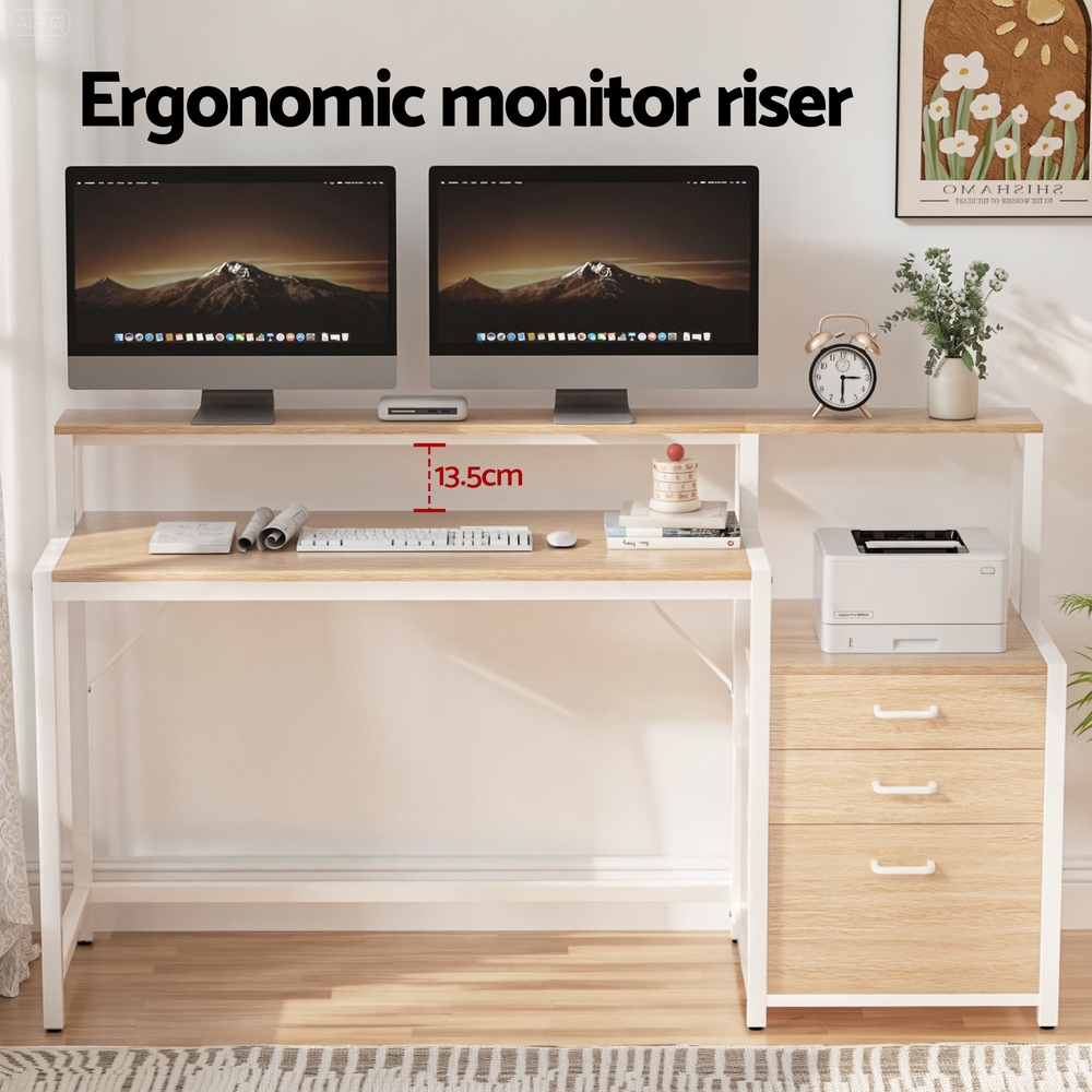 Artiss 160cm Computer Desk with Drawers and Shelf in 2 Colours view 5