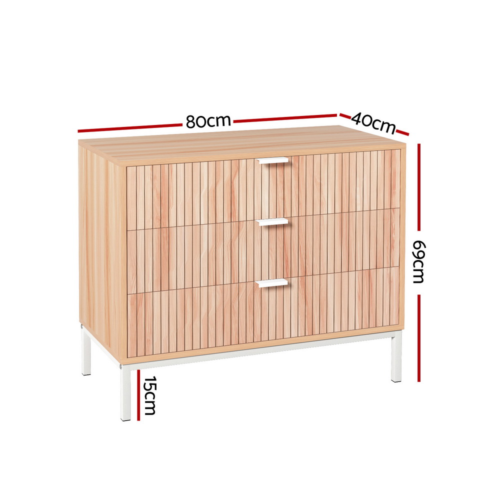 Artiss LURA 3 Chest of Drawers, Pine view 4