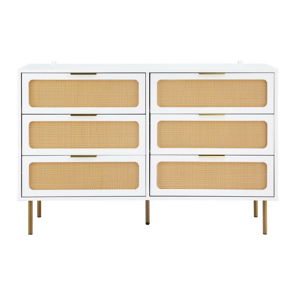 Artiss Chest of 6 Drawers Lowboy Cabinet White view 4
